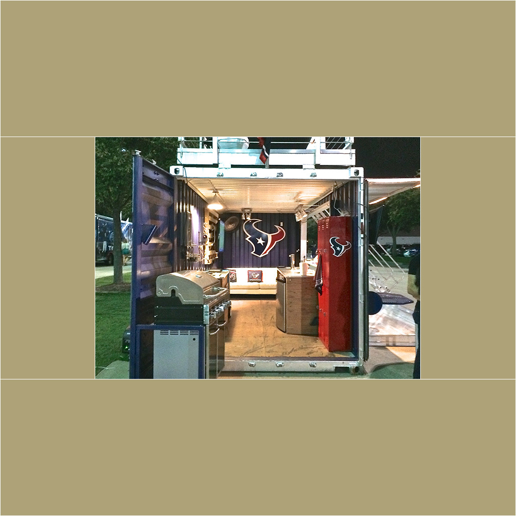 A large container with a texans logo on the side.