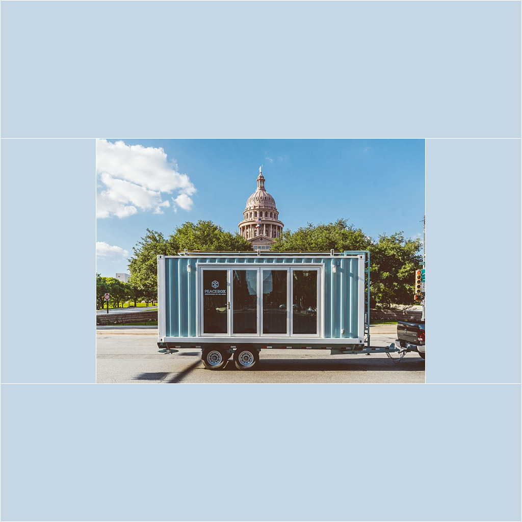 A trailer with a window on the back of it.