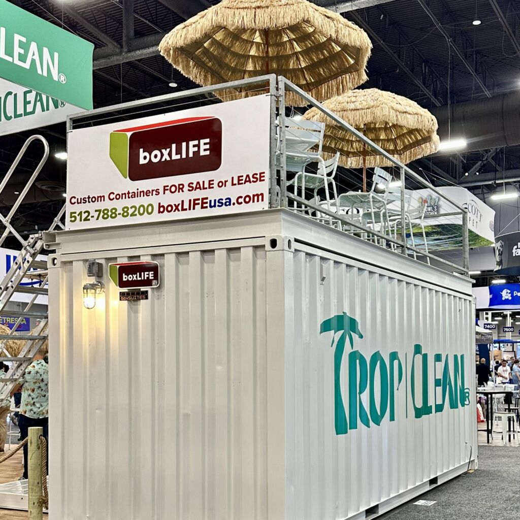 A large white container with an umbrella on top.